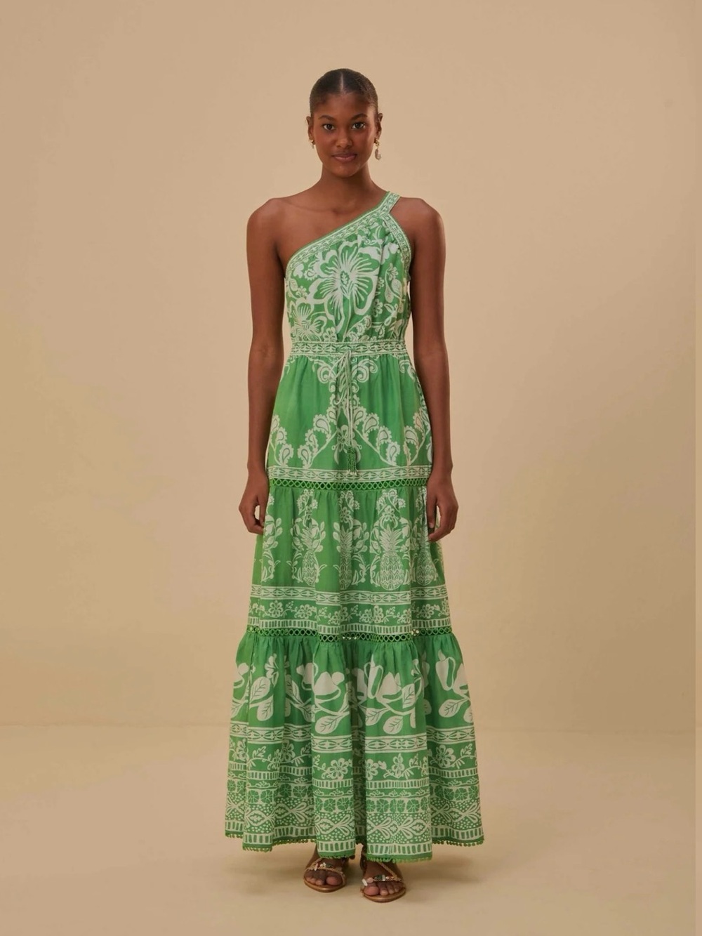 FARM Rio Green One-Shoulder Floral Maxi Dress - Picture 2 of 9